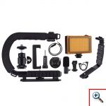 Puluz® Σταθεροποιητής Χειρός DSLR, Sport Action Camera, Smartphone & Μικρόφωνο με Φωτισμό LED - U-Grip Gimbal & Stabilizer Vlog Set