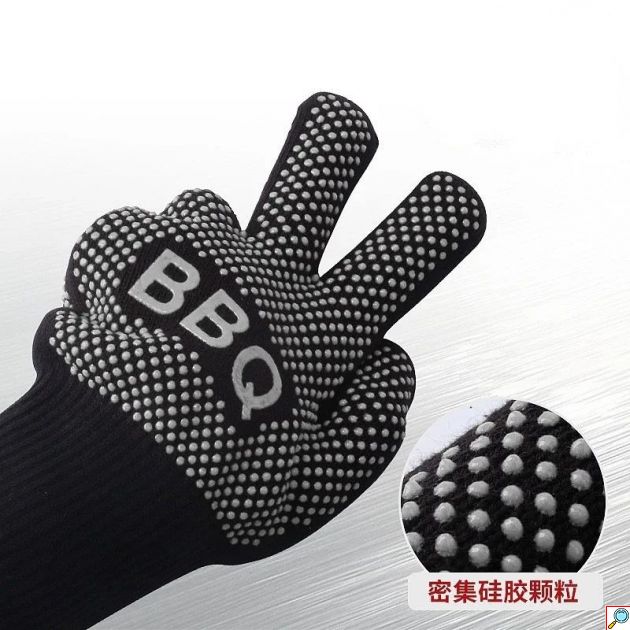 Πυρίμαχα Αντιολισθητικά Γάντια Ψησίματος για Υψηλές Θερμοκρασίες - Σετ 2 τμχ Μαύρα - Κατάλληλα για Ψήσιμο 