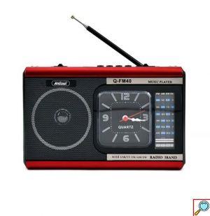 Ραδιόφωνο με Ρολόι ,Ηχείο Bluetooth, Φακό,Mp3 Player και Αναλογικό Χειρισμό Andowl Κόκκινο-Μαύρο