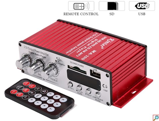Kinter Mini Ραδιοενισχυτής - Ψηφιακή Συσκευή Αναπαραγωγής Ήχου με 2 Κανάλια & Τηλεκοντρόλ - Digital Audio Player 20W