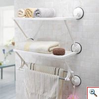 Διπλή Ραφιέρα Κουζίνας / Μπάνιου με Πετσετοκρεμάστρα και μηχανισμό Βεντούζας