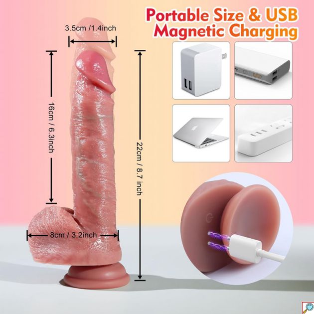 Ρεαλιστικό Dildo με Δόνηση, Θερμαινόμενη Αίσθηση, Τηλεχειριστήριο & Δράση Διείσδυσης 22cm