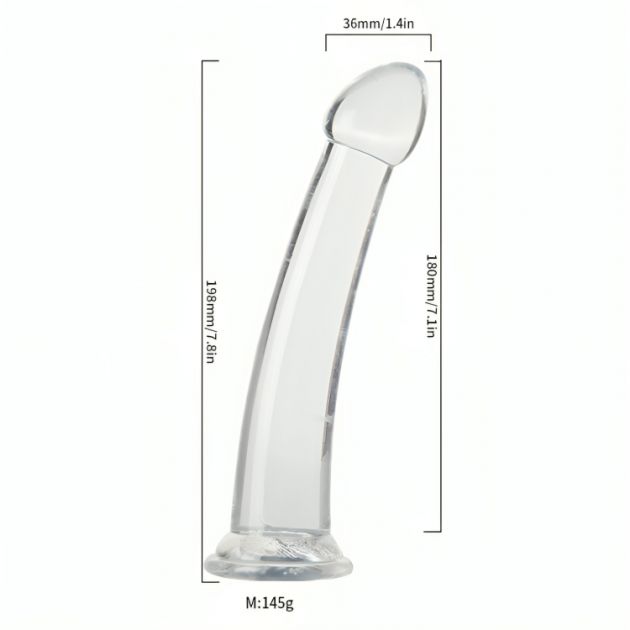 Ρεαλιστικό Dildo Σιλικόνης με Ισχυρή Βεντούζα - Διάφανο