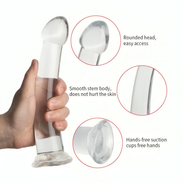 Ρεαλιστικό Dildo Σιλικόνης με Ισχυρή Βεντούζα - Διάφανο