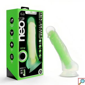 Neon Φωσφοριζέ Ρεαλιστικό Dildo Σιλικόνης με Ραβδώσεις & Ισχυρή Βεντούζα - Glow In The Dark