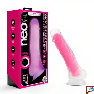 Neon Φωσφοριζέ Ρεαλιστικό Dildo Σιλικόνης με Ραβδώσεις & Ισχυρή Βεντούζα - Glow In The Dark