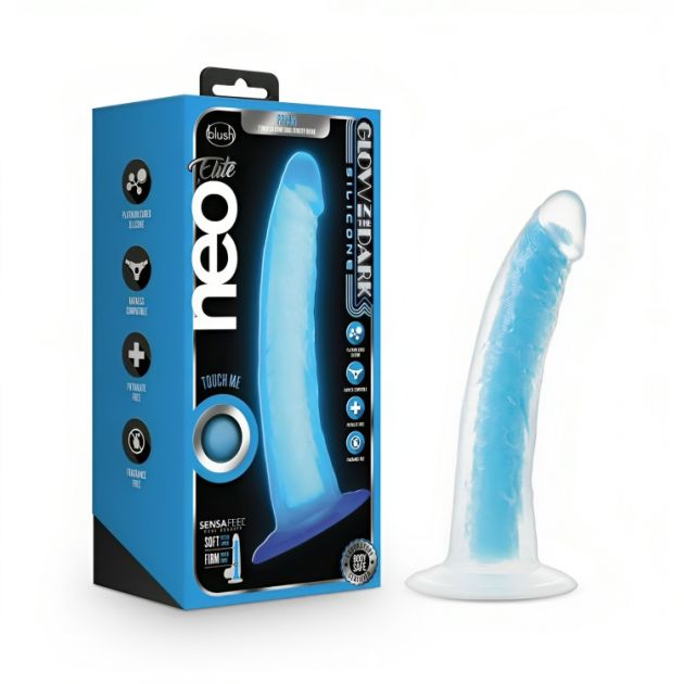 Neon Φωσφοριζέ Ρεαλιστικό Dildo Σιλικόνης με Ραβδώσεις & Ισχυρή Βεντούζα - Glow In The Dark