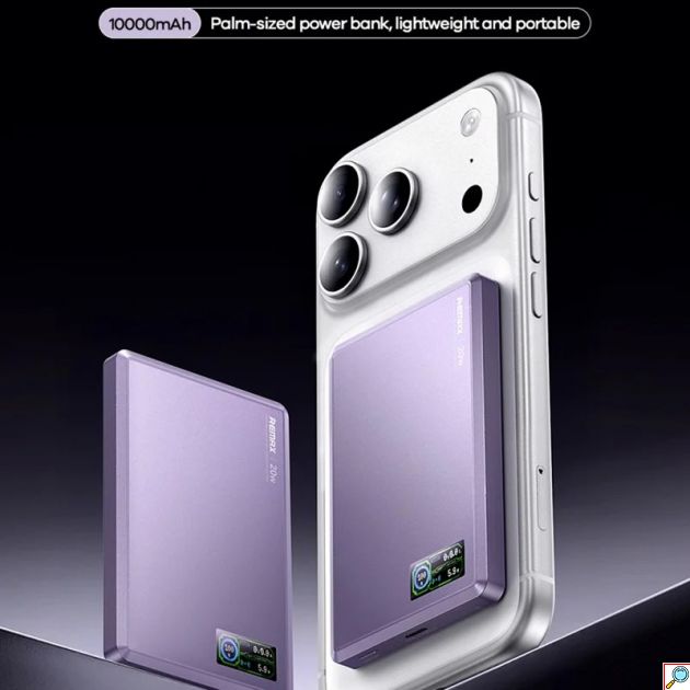 Remax Aurora – Power Bank 20000mAh με Ασύρματη Φόρτιση και Οθόνη TFT, PD 20W, Μαγνητικό