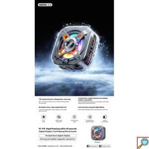 Μαγνητικό Ανεμιστηράκι Ψύξης Κινητού Remax με Ψηφιακή Οθόνη, RGB και Chip Ψύξης