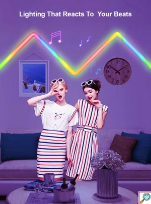 RGB LED DIY Φωτιστικό Τοίχου Ζιγκ-Ζαγκ με Λειτουργία Μουσικής - Με Τηλεχειριστήριο, WiFi και App TUYA