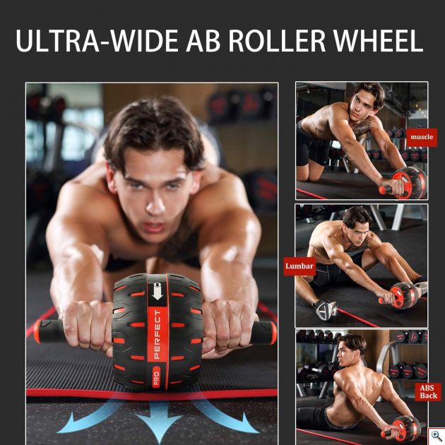 Ρόδα Εκγύμνασης Κοιλιακών - Abs Roller Μαύρο - Κόκκινο