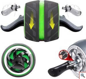 Ultra Wide Ρόδα Εκγύμνασης Κοιλιακών με Αντίσταση - Επαναφορά & Φρένο - Περισσότερη Ισορροπία & Σταθερότητα - AB Wheel Automatic Rebound