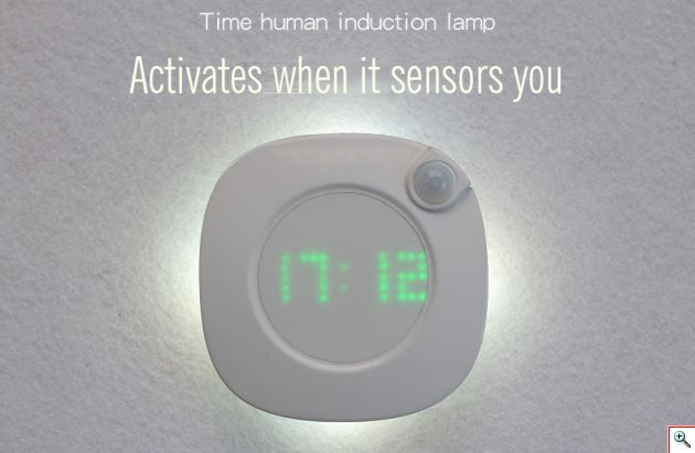 LED Επαναφορτιζόμενο Φωτάκι - Ρολόι Νυκτός Επιτοίχιο & Επιτραπέζιο με Μαγνητική Βάση/Αυτοκόλλητο Θερμό & Ψυχρό Λευκό - Night Induction Lamp & Clock