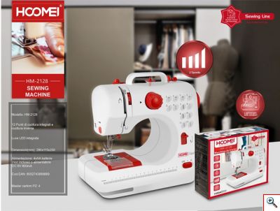 Hoomei® Πολυλειτουργική Ραπτομηχανή 500W με Διπλή Κλωστή - Ρυθμιζόμενο Μήκος Βελονιάς & Φωτιζόμενη Κεφαλή