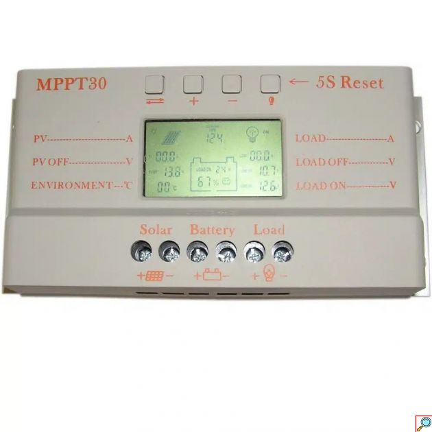 Ρυθμιστής Φόρτισης Φωτοβολταϊκών Πάνελ PWM - MPPT LCD T30 30Ah 12V,24V