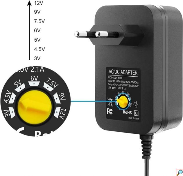 Ρυθμιζόμενο Τροφοδοτικό 3–12V 30W Universal με 8 Αντάπτορες Σύνδεσης - Arrango