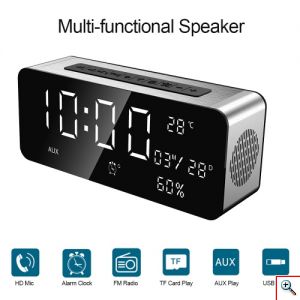 Επιτραπέζιο Ρολόι Multimedia Ηχείο Bluetooth με Ξυπνητήρι, USB/SD Player FM Radio & Handsfree Sardine A10