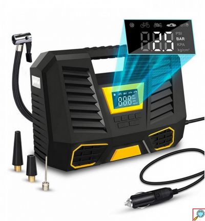 Carsun® Κομπρεσέρ Τρόμπα Αέρος Αυτοκινήτου με Αυτόματη Ρύθμιση Πίεσης & Φωτιζόμενη Οθόνη Υψηλής Ακρίβειας C1808-1