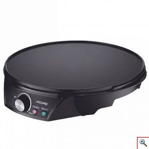 Hoomei® Αντικολλητική Κρεπιέρα Ρυθμιζόμενης Θερμοκρασίας 1200W 30cm Μαύρη HM-5855