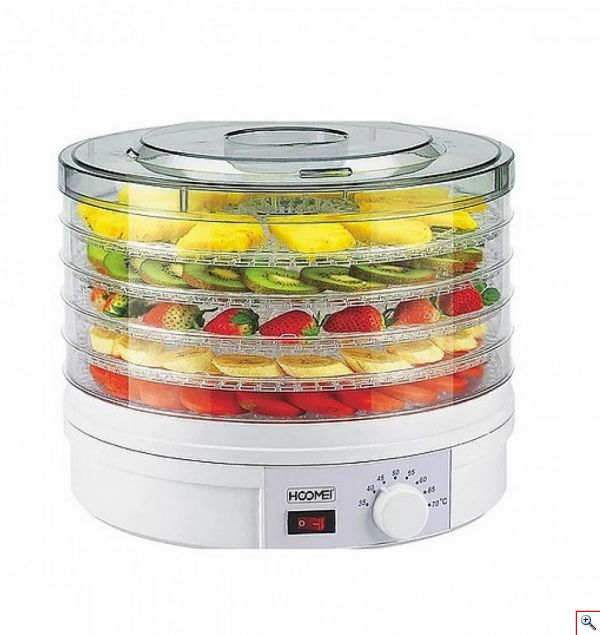 Hoomei® Διάφανος Αποξηραντής Τροφίμων 5 Επιπέδων με Ψηφιακό Έλεγχο Θερμοκρασίας & Χρονοδιακόπτη 245W HM-5920