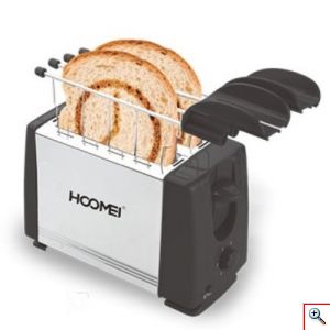 Hoomei® Inox Ηλεκτρική Φρυγανιέρα 2 Θέσεων με 6 Επίπεδα Ψησίματος & Συρτάρι Συλλογής Υπολειμμάτων 650W HM-5918