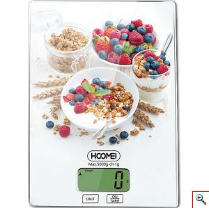 Hoomei® Γυάλινη Ψηφιακή Ζυγαριά Ακριβείας Κουζίνας 1gr - 5kg HM-1210
