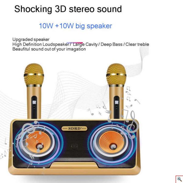 Φορητό Ηχοσύστημα Bluetooth USB/SD Karaoke Με 2 Μικρόφωνα Mp3 Player - Multimedia Speaker SD-301