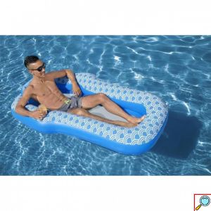 Άνετο Στρώμα Θαλάσσης Πολυθρόνα με Μαξιλάρι και Ποτηροθήκη Μπλε 117cm