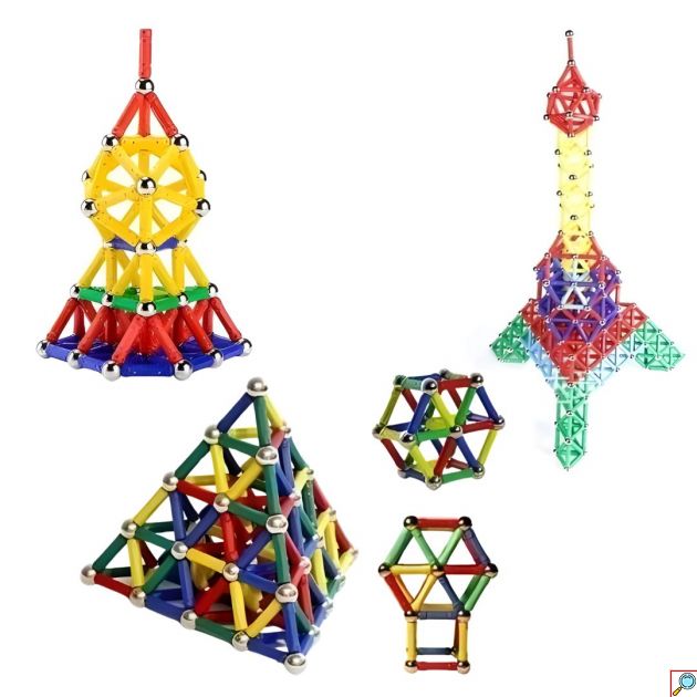 Σετ 103pcs Μαγνητικοί Ράβδοι & Μπίλιες Κατασκευών – Παιδικό Παιχνίδι Magnastix
