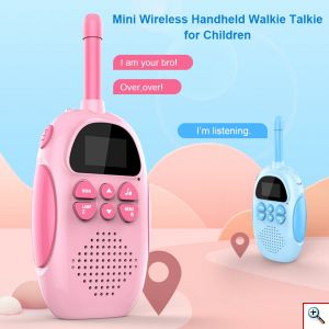 Σετ 2 Παιδικά Ασύρματα Walkie Talkie με Φακό LED με VOX & 22 Κανάλια - Πομποδέκτες Children Intercom - Χρώματος Μπλε & Ροζ