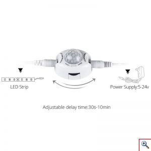 Σετ 2 Τεμαχίων Αυτοκόλλητες Ταινίες LED, 2x 120 cm, 2.8W με Αισθητήρες Κίνησης & Προγραμματισμό Χρόνου Απενεργοποίησης, 260 Lumens, OEM