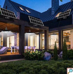 Σετ 2 Τεμαχίων Αδιάβροχο Ηλιακό Φωτιστικό 360 Led Λευκού Φωτισμού - 6000K - με Ανίχνευση Κίνησης και Τηλεχειριστήριο