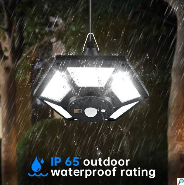 Σετ 2 Τεμαχίων Αδιάβροχο Ηλιακό Φωτιστικό 360 Led Λευκού Φωτισμού - 6000K - με Ανίχνευση Κίνησης και Τηλεχειριστήριο