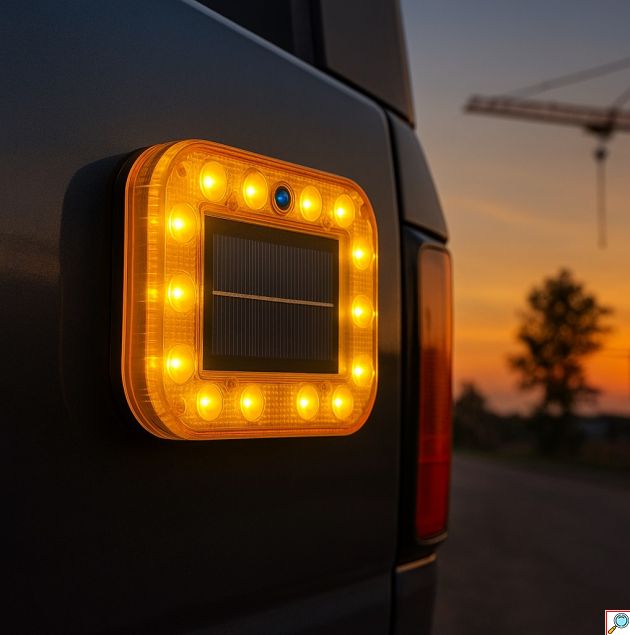 Σετ 2 Ηλιακά Προειδοποιητικά Φώτα LED IP67 85×110mm με Μαγνητική Βάση για Φορτηγά