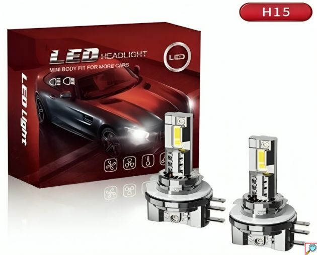Σετ 2x LED Λάμπες Αυτοκινήτου 70W - Ψυχρό Λευκό 6000K - Mini Body Canbus H15