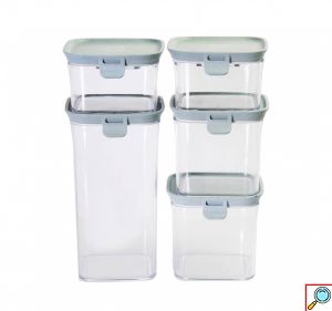 Αεροστεγή Πλαστικά Δοχεία Αποθήκευσης Τροφίμων με Καπάκι 5τμχ