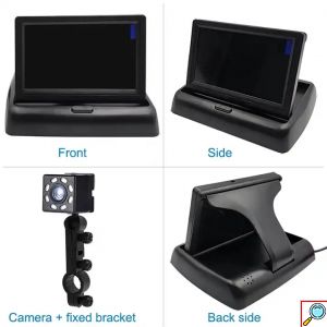 Σετ Αναδιπλούμενο Μόνιτορ Αυτοκινήτου 4 Ιντσών με Κάμερα για Αυτοκίνητο