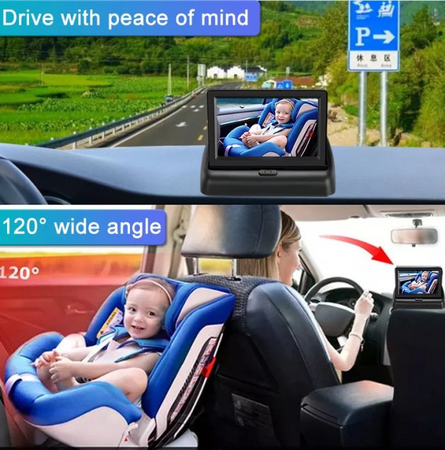 Σετ Αναδιπλούμενο Μόνιτορ Αυτοκινήτου 4 Ιντσών με Κάμερα για Αυτοκίνητο