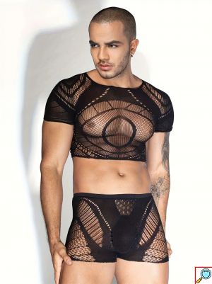 Ανδρικό Σετ Αισθησιακών Εσωρούχων - See Through - Ελαστικό One Size