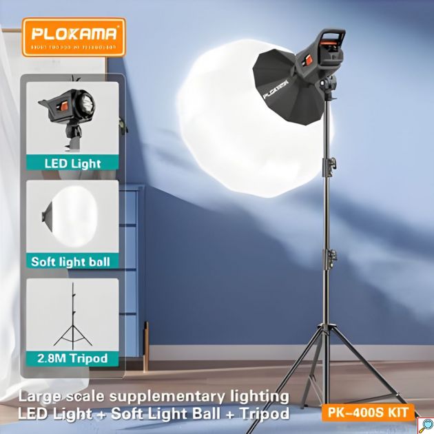 Σετ Επαγγελματικού Φωτισμού LED με Soft Light Ball & Τρίποδο 2.8 m – Plokama
