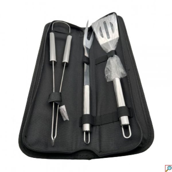 Σετ Εργαλείων BBQ από Ανοξείδωτο Ατσάλι με Θήκη Μεταφοράς & Αποθήκευσης 4τμχ