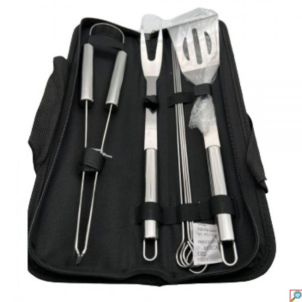 Σετ Εργαλείων BBQ από Ανοξείδωτο Ατσάλι με Θήκη Μεταφοράς & Αποθήκευσης 8τμχ