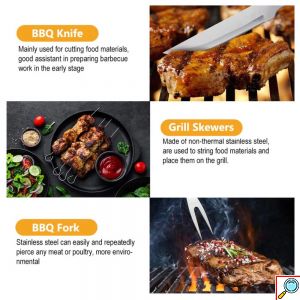 Σετ Εργαλείων BBQ 18 τμχ από Ανοξείδωτο Ατσάλι σε Υφασμάτινη Θήκη Μεταφοράς 