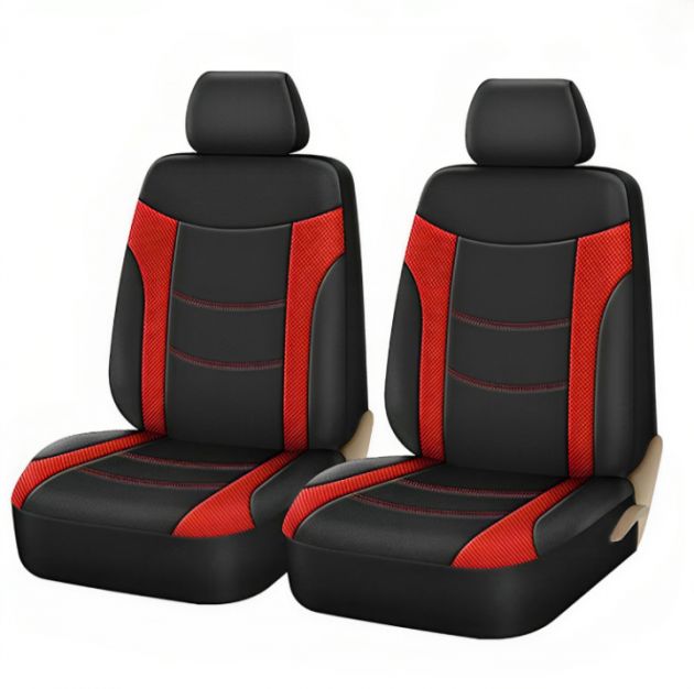 Σετ 2x Καλύμματα Καθισμάτων Αυτοκινήτου Super Sport All in One - Μαύρο Κόκκινο