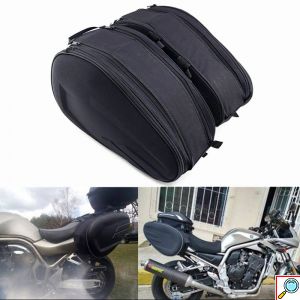 Σετ 2 Universal Επεκτεινόμενα Σαμάρια - Πλαϊνές Βαλίτσες Μηχανής / Μοτοσυκλέτας 36 - 58L με Αδιάβροχο Κάλυμμα - 600D Oxford Fiber Μαύρο