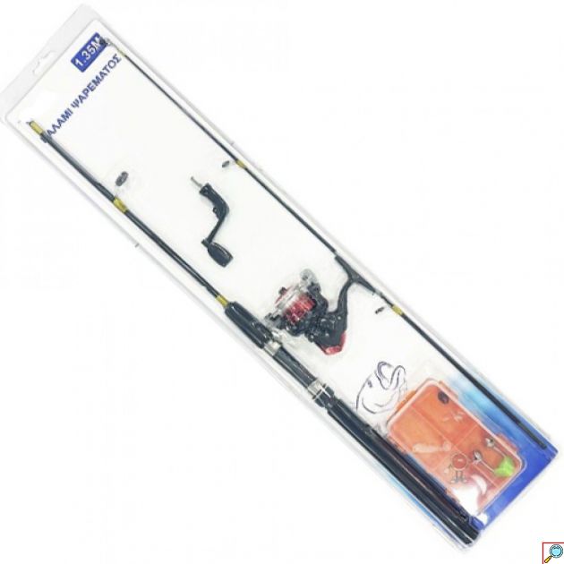 Σετ Ψαρέματος με Σπαστό Καλάμι 1.35m Μηχανάκι και Κασετίνα με Αξεσουάρ - Fishing Set For Beginners