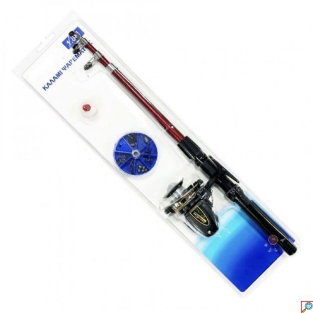 Σετ Ψαρέματος με Τηλεσκοπικό Καλάμι 1.80m Μηχανάκι Αγκίστρια και Φελλό - Fishing Set For Beginners