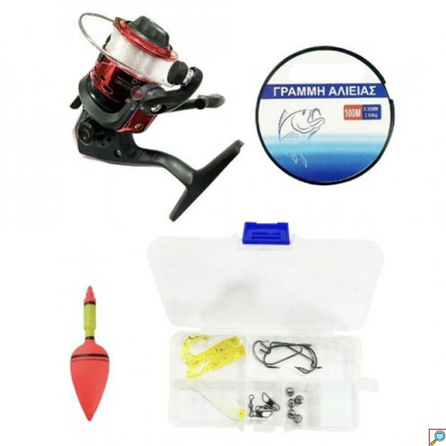 Σετ Ψαρέματος με Τηλεσκοπικό Καλάμι 2.10m Μηχανάκι Αγκίστρια Φελλό και Πετονιά 100m - Fishing Set For Beginners