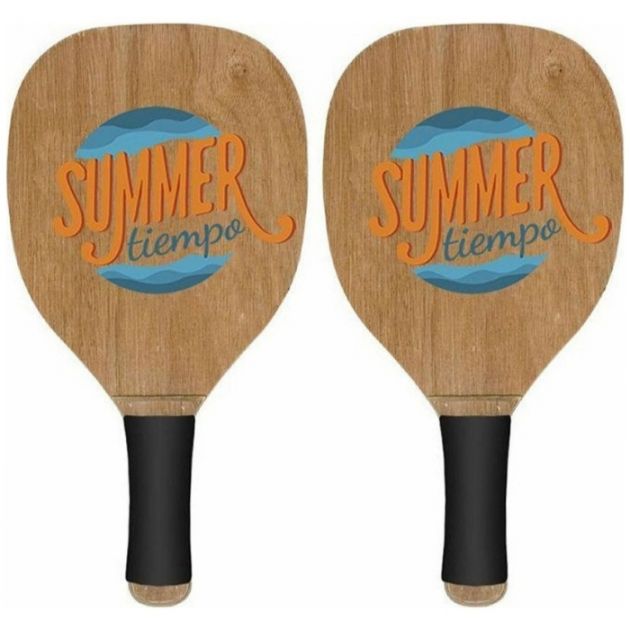 Σετ Ξύλινες Ρακέτες Παραλίας με Ίσια Λαβή - 40x22cm - SUMMERtiempo