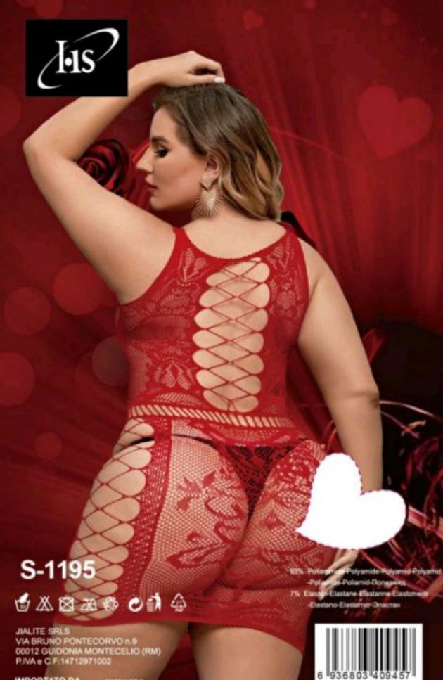 HS Αισθησιακό Γυναικείο Plus Size Ολόσωμο See Through Εσώρουχο One Size - Κόκκινο